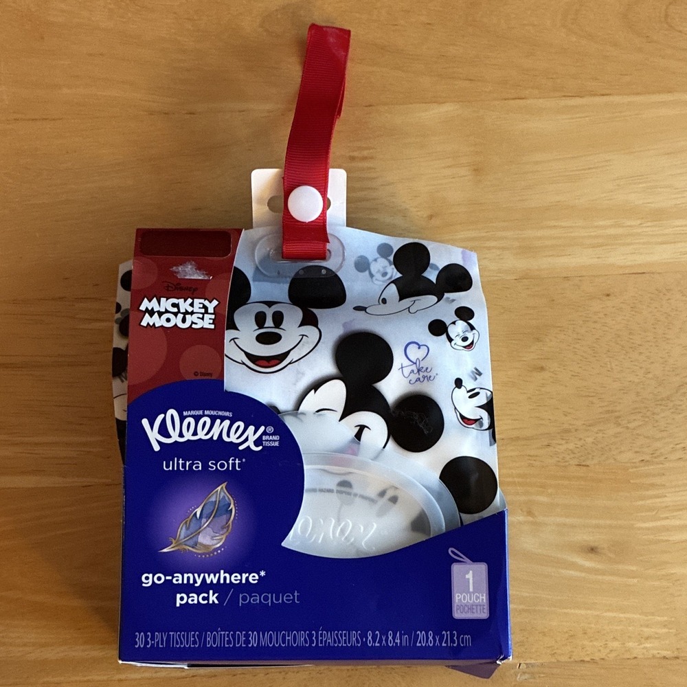 Kleenex Ultra Soft Go-Anywhere Pocket Pack Clips Anywhere Mickey Mouse 30 3-PLY